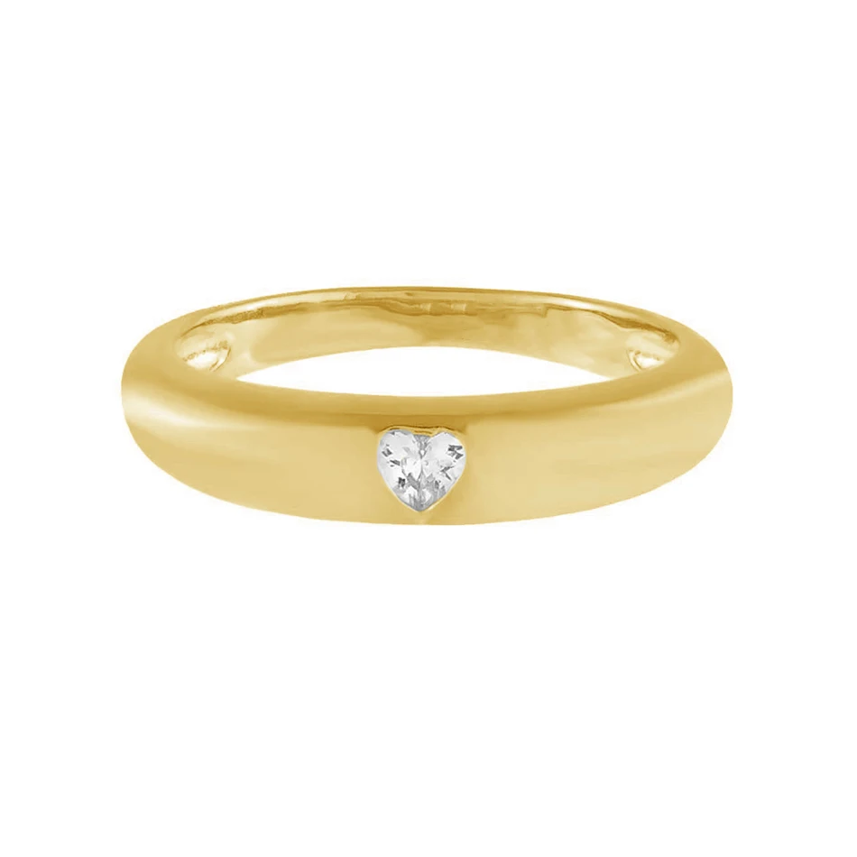 

wholesale jewelry 925 sterling silver jewelry 14K gold plated Cubic Zircon heart dome Ring for women