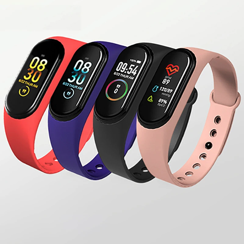 

M4 smart watch bracelet latest 2019 shenzhen sport bracelet wristband waterproof wholesale smart watch women high qual, Red/black/blue