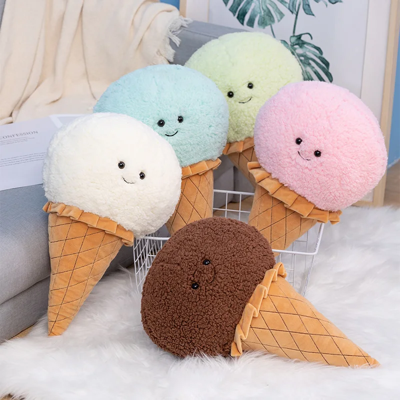 

46cm Simulation Ice Cream Pillow Stuffed Dessert Food Soft Chair Cushion Plush Ice Cream Toy