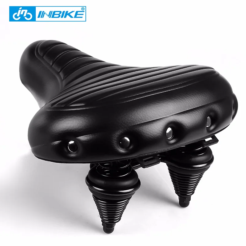 

INBIKE Soft Wide Comfortable Vintage Waterproof PU Pad Cycling Accessories Bike Seat Bicycle Saddle S16286, Black/brown