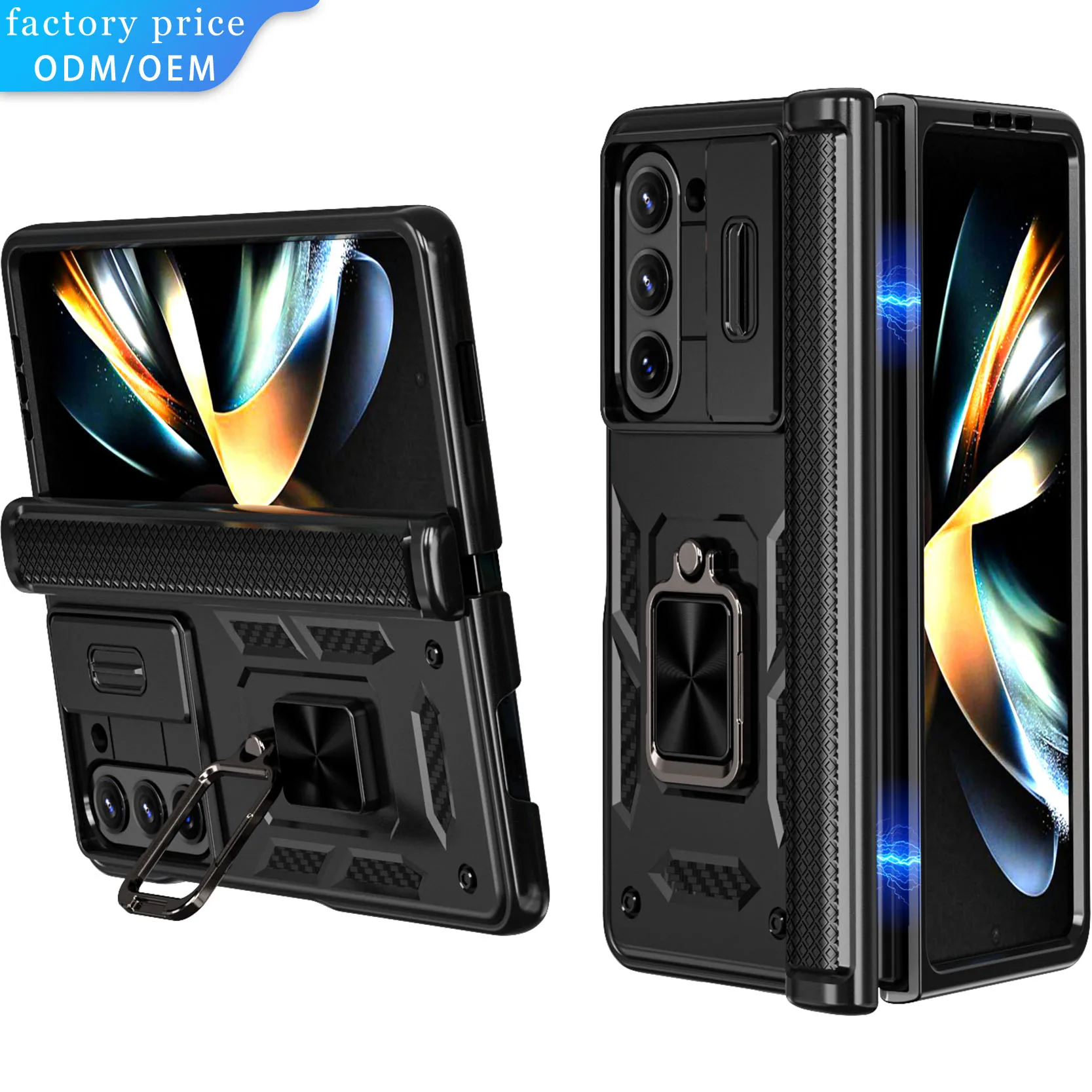 

New Product Camera Cover Protect Phone Case For Samsung Galaxy Z Fold5 Case with 360 Rotate Ring Stand Magnetic Magnet Phonecase