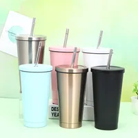 

Wholesale custom stainless steel vacuum flask coffee Tumbler with Straw