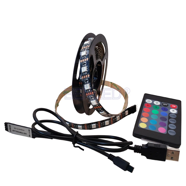 2018 RGB SMD5050 TV Computer Backlights Waterproof 60 90 leds Flexible LED 5050 USB 5V Strip With Controller