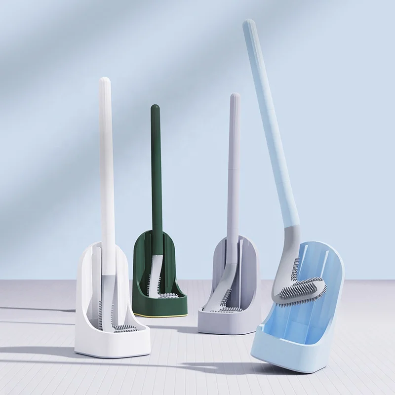 

Wholesale Bathroom Cleaning Brushes Toilet Cleaner Tool with Holder Silicone Toilet Brush Set