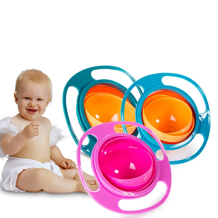 

Wholesale Child Kid Toddler Food Feeding Eating Training No Slip Rotate 360 Degree Rotation Spill Resistant Universal Gyro Bowl, Blue, green, pink