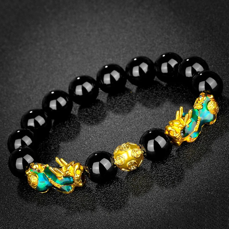 

Rainbow obsidian aura flashing crystal decoration wedding guest gift feng shui ingots Bracelet For men and women
