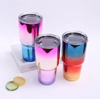 

30oz Coffee Mug Stainless Steel Double Wall Tumblers Vacuum Insulated Multicolor Cup Rainbow Coffee Cup With Lid