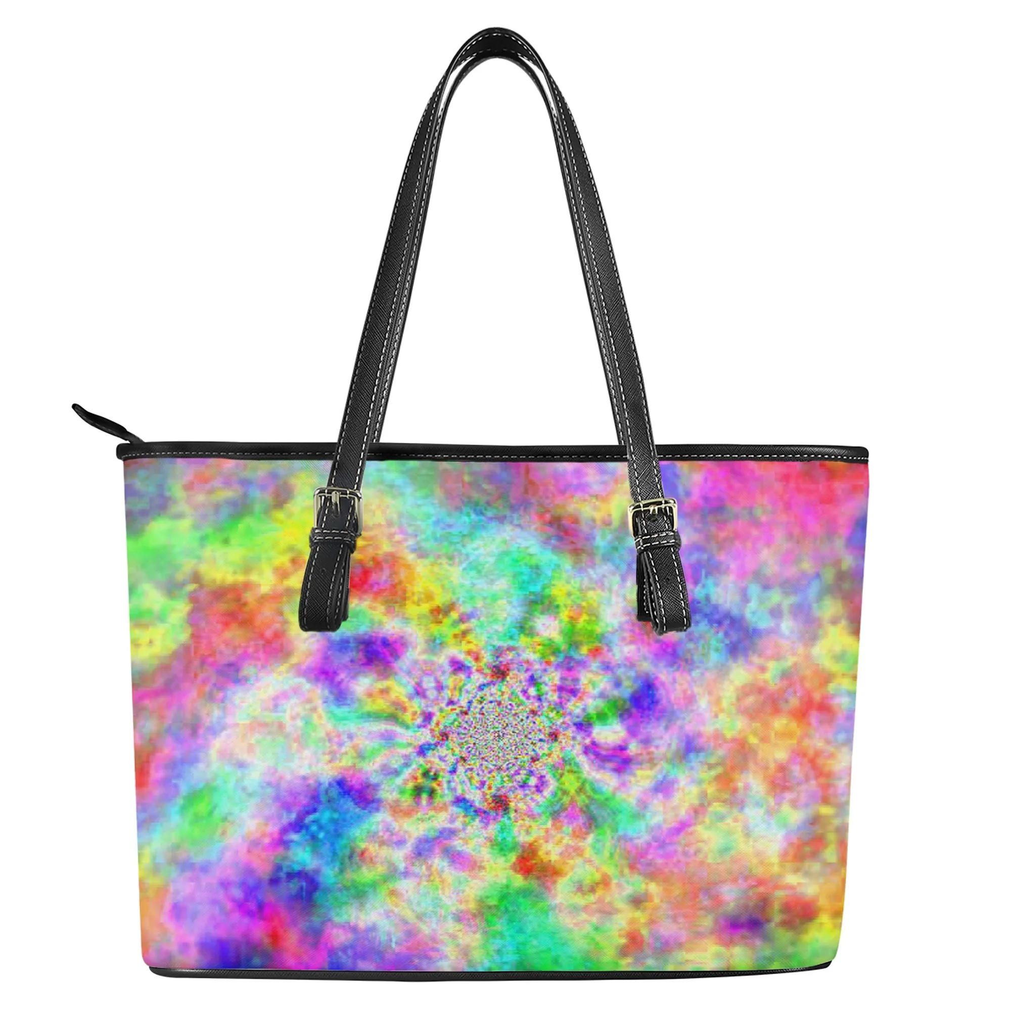 

2021 latest custom psychedelic hippie logo handbags suitable for luxury fashion high waterproof high quality shopping bags, Print picture