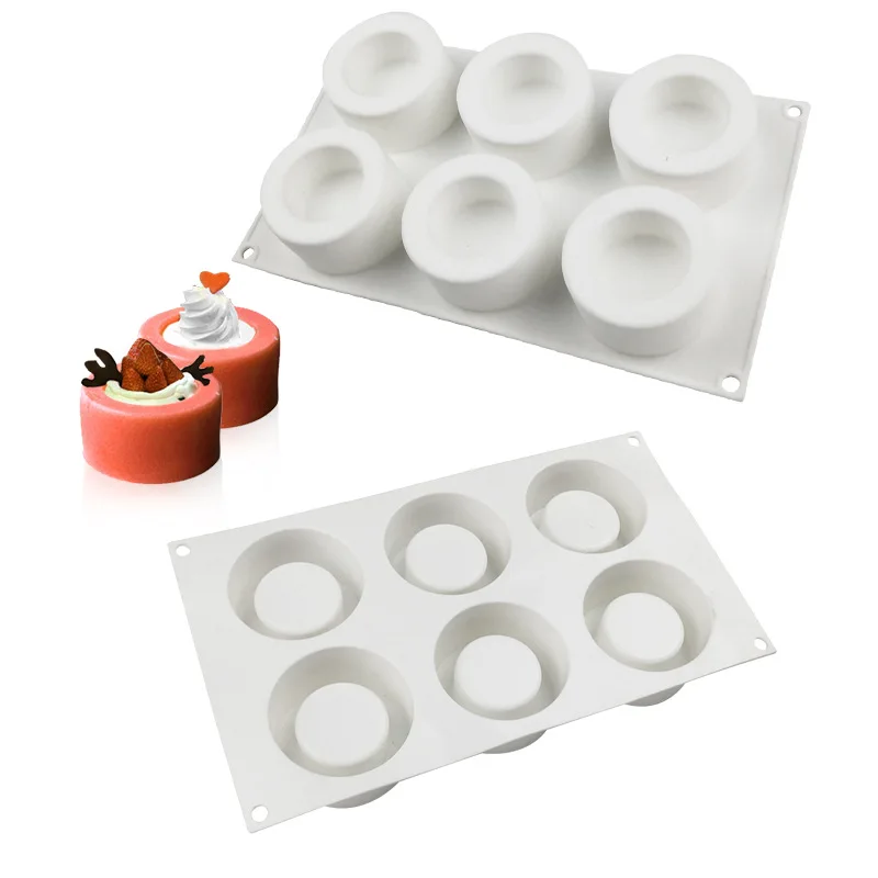 

0202 French dessert 6 pudding cup mousse cake mold DIY baking chiffon cake silicone mold, White