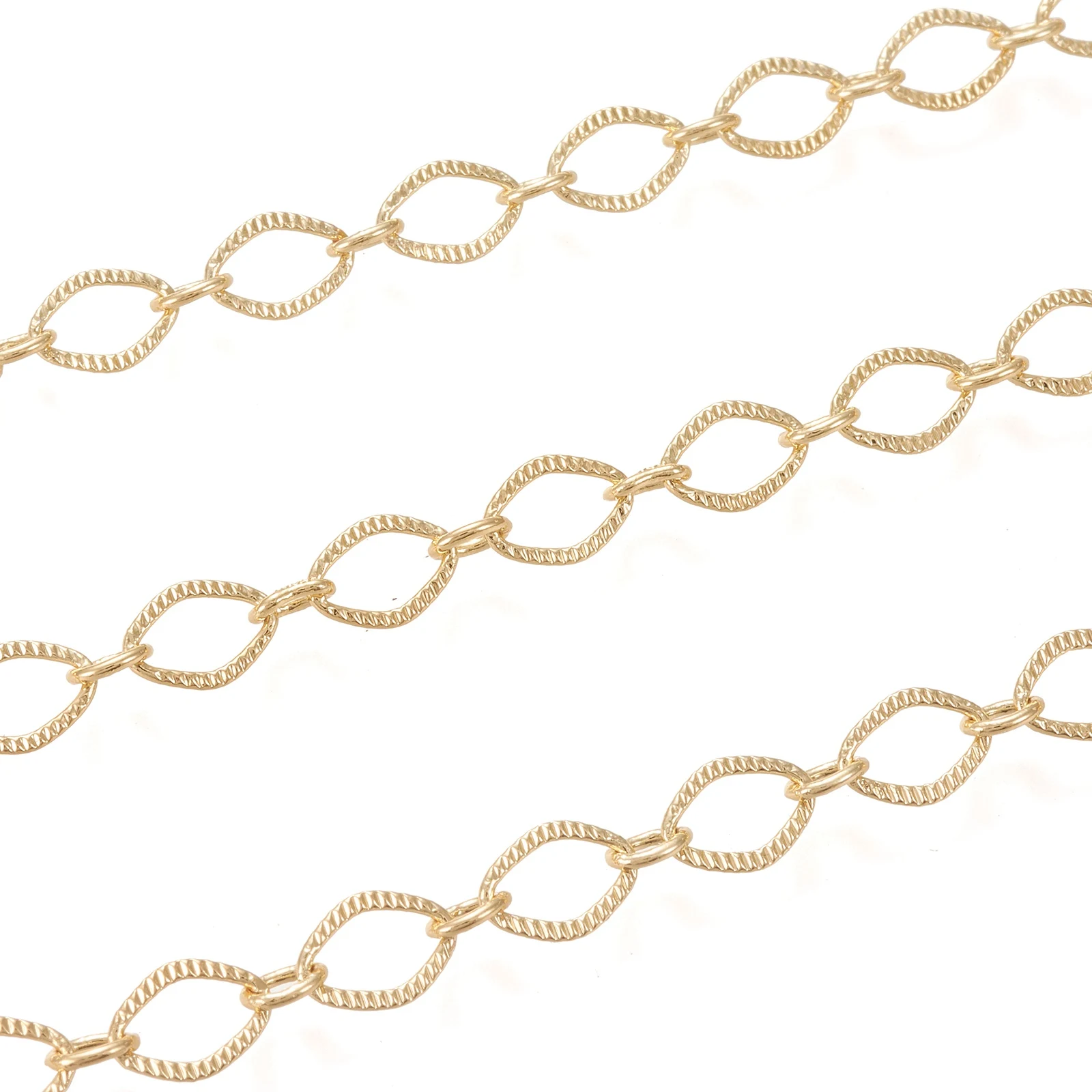 

PandaHall Real 18K Gold Plated Brass Oval Textured Link Chains