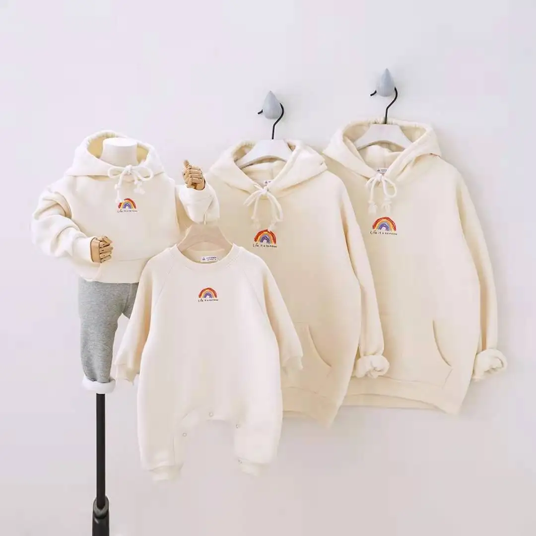 

Winter warm baby parents sweatshirts thickened fleece family clothes shirt, Picture shows