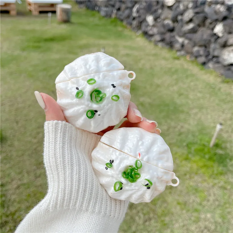 

2021 Fashion Luxury 3D Pan Fried Bun Bread Protective Case Silicone Case Funda for Airpods 2 1 Pro