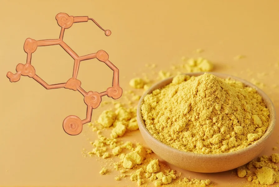 Scientific illustration showing molecular structure of gingerols in ginger powder