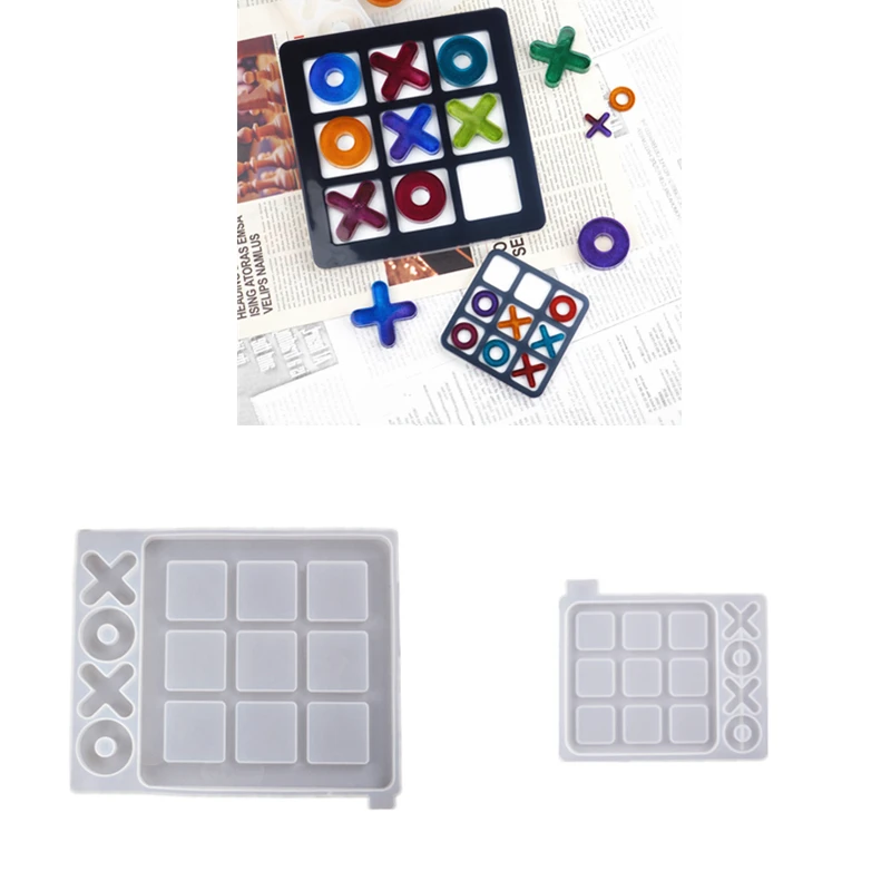

Amazon Hot Sale Tic Tac Toe XO Fun Family Game Board Silicone Resin Mold Noughts and Crosses Game Resin Casting Mold, Transparent