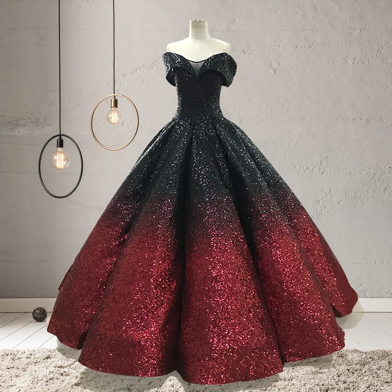 

sequin Princess Dresses Ball Gown Off Shoulder Amazing Sequins Shinny wedding dresses party evening bridal dress, Custom color