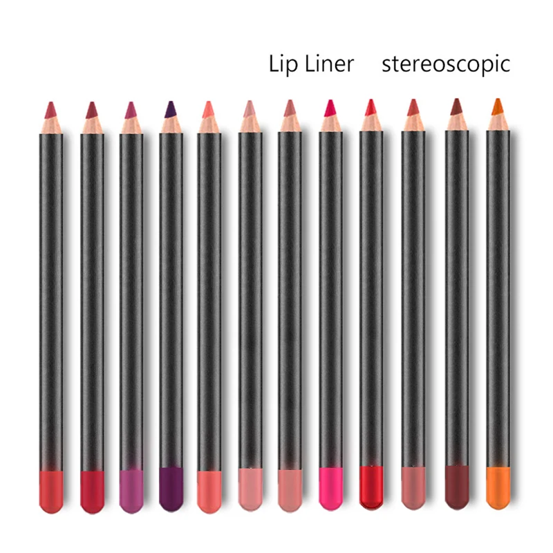 

12 color lip liner waterproof long lasting non-marking nude color biting lip makeup matte lip pencil lipstick pen