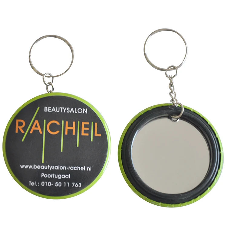 

Promotion custom logo gifts small pocket makeup mirror with key ring