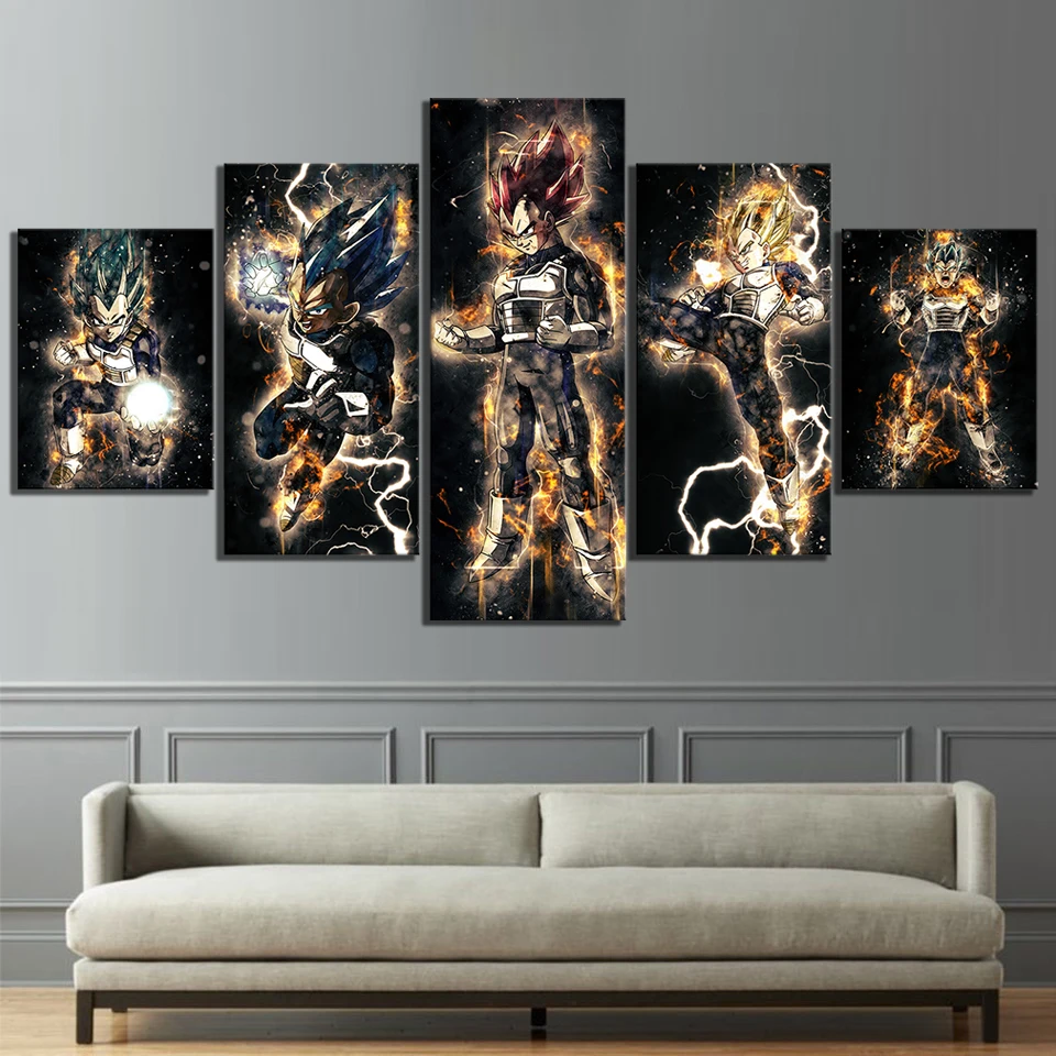 

5 Pieces Dragon Ball Anime Painting Home Decor Wallpaper Canvas Art Paints Living Room Decor Wall Art Painting Wall Stickers, Multiple colours