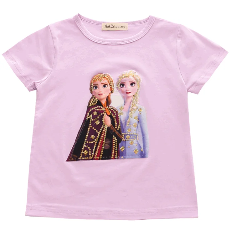 

Baby Girls T-Shirts Children Tops Cotton Change cartoon Sequin T Shirt wholesales