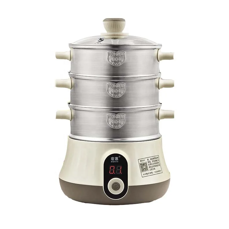 
Industrial 5 layers give steam in 15S PP plastic stainless steel electric mini steam cooking pot 