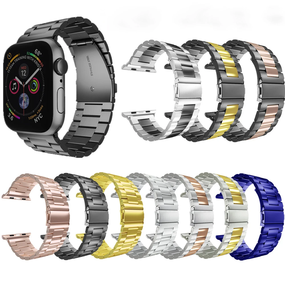 

Luxury Stainless Steel Watch Strap for iWatch 45 44 42 41 40 38 mm for Apple Smart Watch 7 6 5 4 3 SE Metal Band