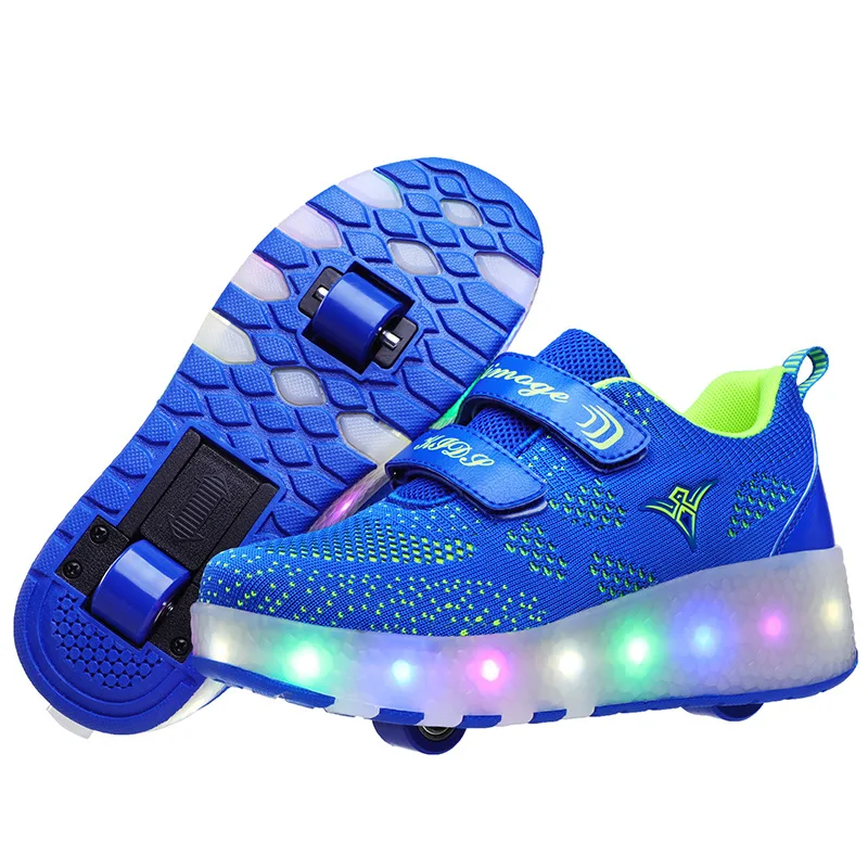 

New Pink Blue Red USB Charging Fashion Girls Boys LED Light Roller Skate Shoes For Children Kids Sneakers With Wheels Two wheels