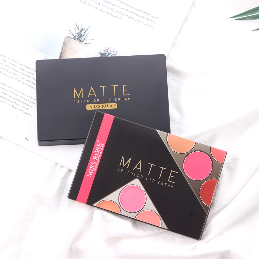 

New arrival Miss Rose 15 colors matte makeup lipstick high quality waterproof lasting lipstick palette