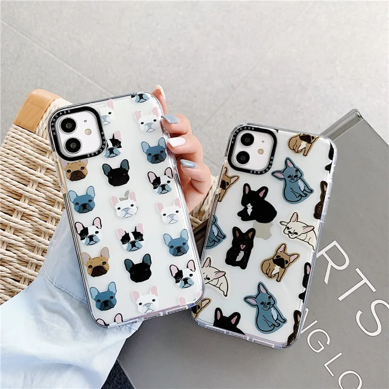 

Cartoons Bulldog Phone Cases For iPhone 12 Mini 11 Pro MAX Clear Thicken Tpu Cover Case For iPhone 7 8 Plus X XS MAX XR SE 2020