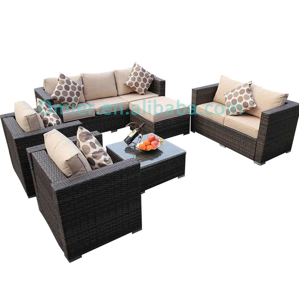
9 Piece Sectional Balcony Patio Garden Lounge Set Cheap Hot Sale Wicker Rattan Outdoor Sofa Furniture 
