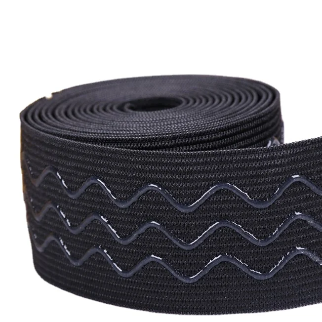 

High quality silicone gripper elastic for cycling sportswear, Black