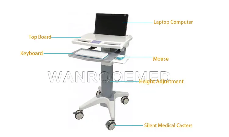 BWT-002A Height Adjustable Medical Nurse Mobile Workstation Laptop Cart with Drawer.jpg