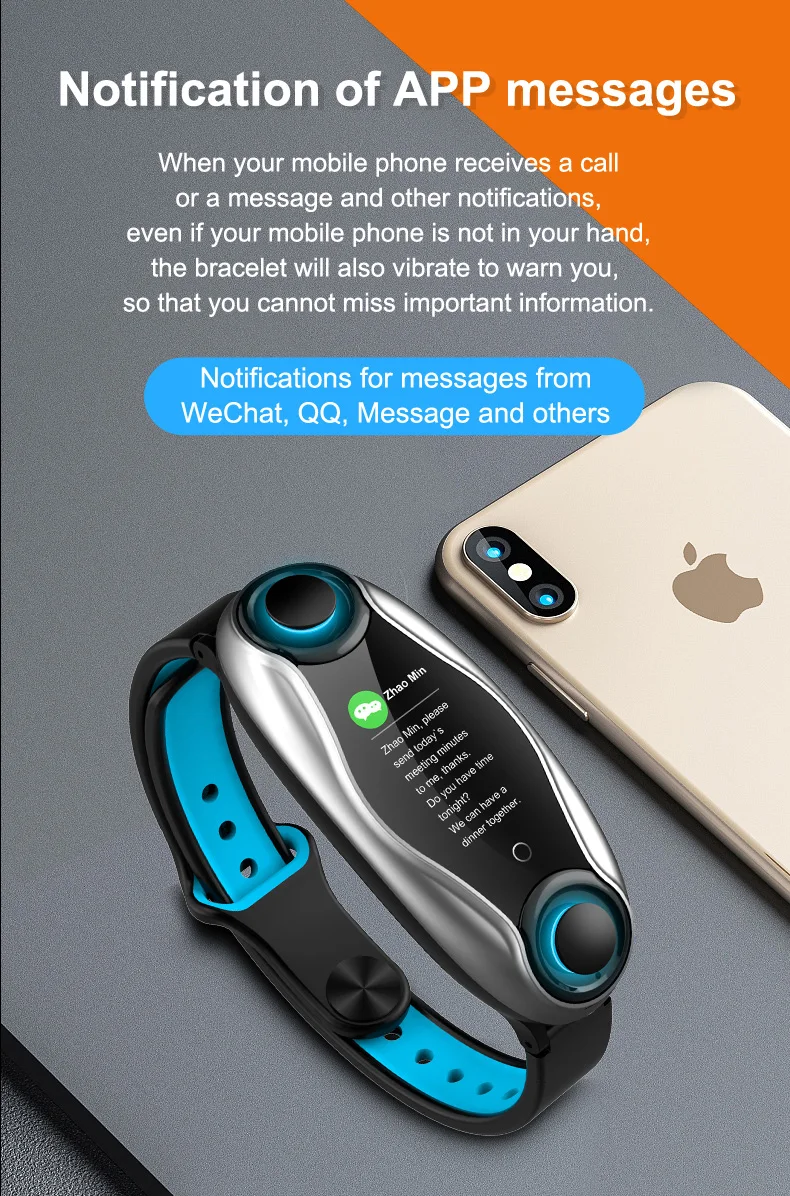 T90 Waterproof BT Headset Earbud Smart Bracelet Sports Watch App Remote Photograph Hand Band - ANKUX.COM