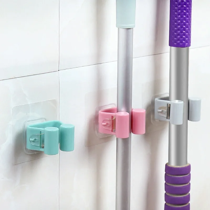

Wall Mounted Mop Organizer Holder Brush Broom Hanger Home Storage Rack Bathroom Suction Hanging Pipe Hooks Household Tools home