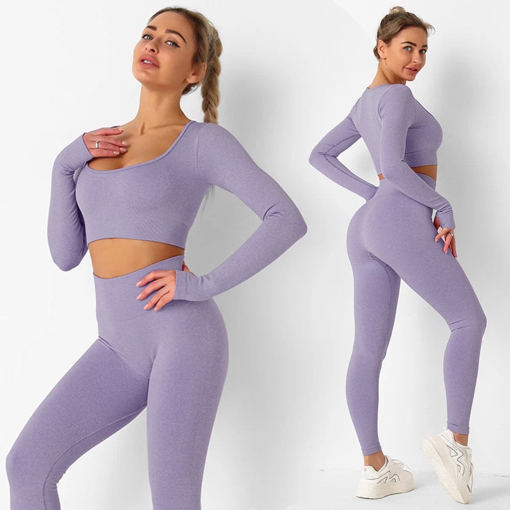 

Athletic Apparel Ropa Deportiva De Mujer Exercise Workout Outfit 2Pieces Summer Fitness Training Clothes Active Wear Yoga Set