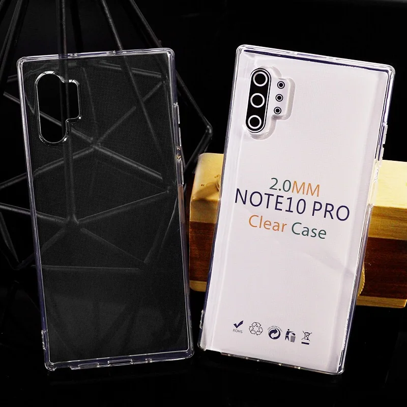 

high quality shockproof 2mm transparent phone case for Samsung galaxy note 10 pro case clear soft tpu