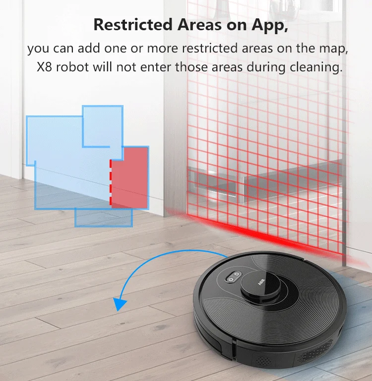 
Laser robot vaccum cleaner with WiFi-Connected, Works with Alexa 