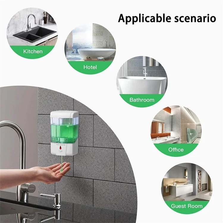 700ml Wall Mount Hotel Bathroom Smart Induction Sensor Touchless Automatic Liquid Soap Dispenser