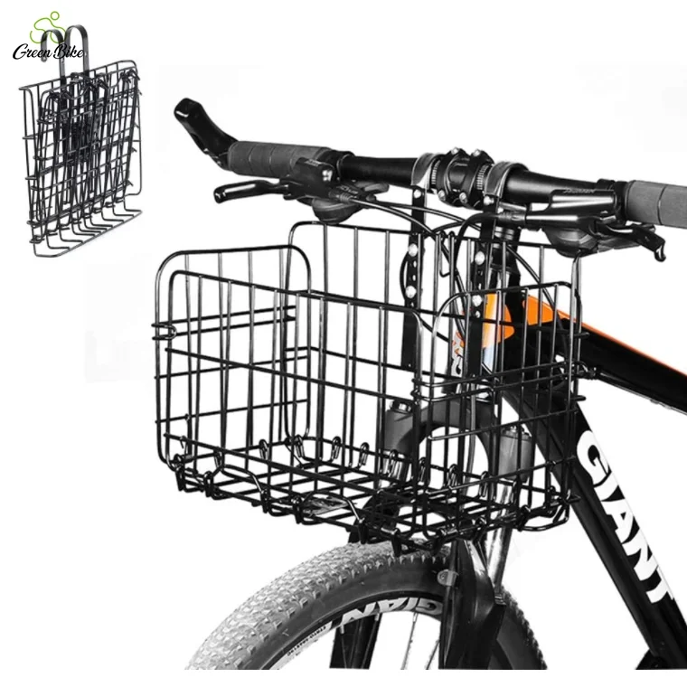 

Amazon Rack Student Outdoor Bicycle Basket Front Folding Rear Wire Mesh Fold-Up Rear Hanging Bike Baskets, Black+silver