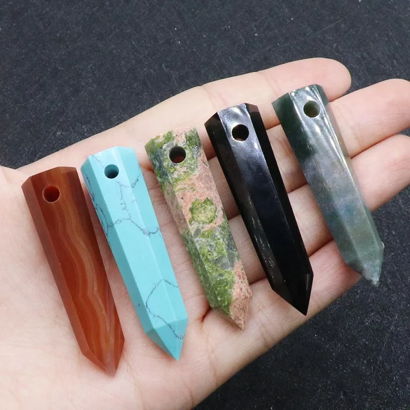 

natural stone healing crystal pendants Natural stone bullet head necklace jewelry charms pendant necklace pendant