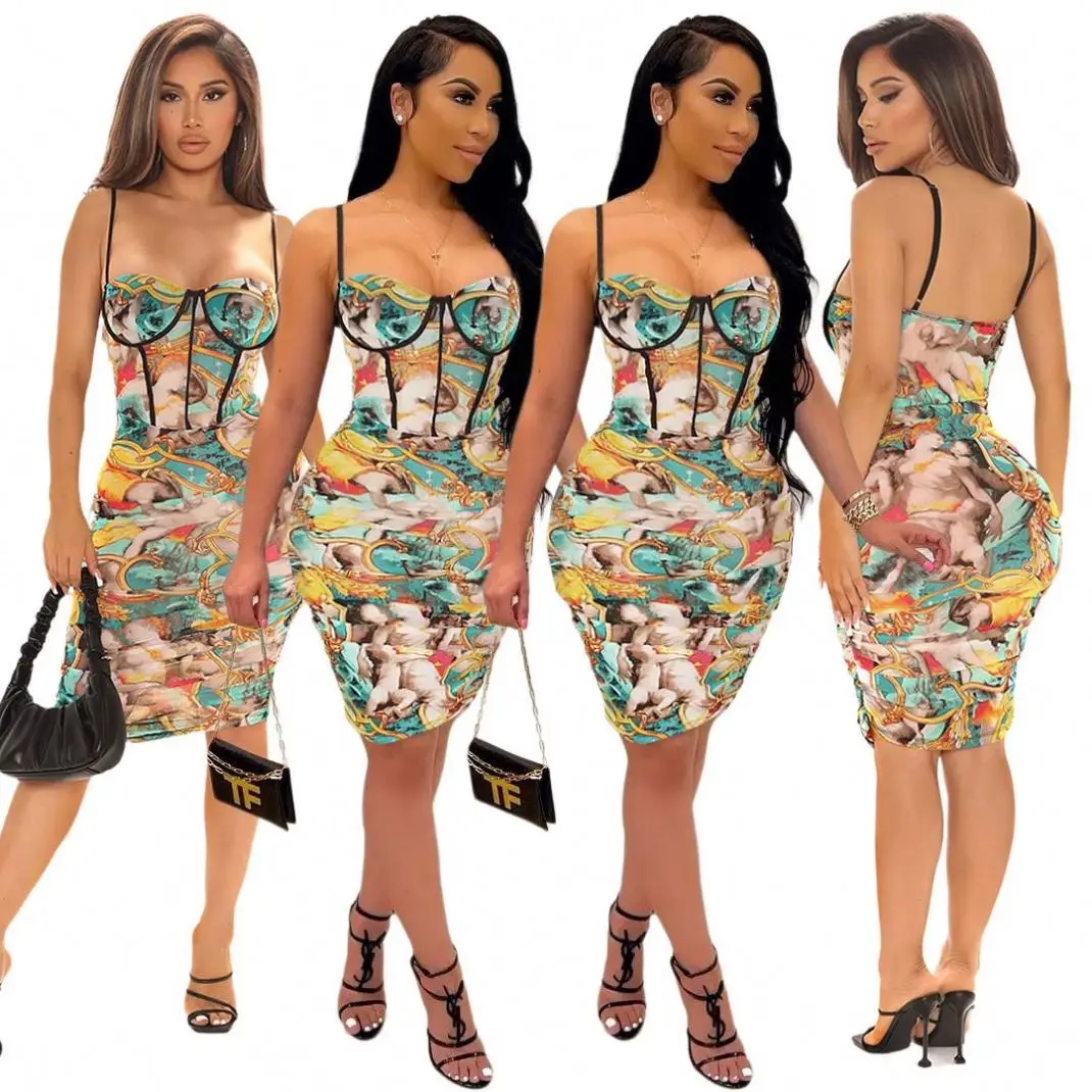 

PEARL Good Quality Suspender Corset Wrap Bodycon Dress Lady Elegant Summer Women Midi Dress