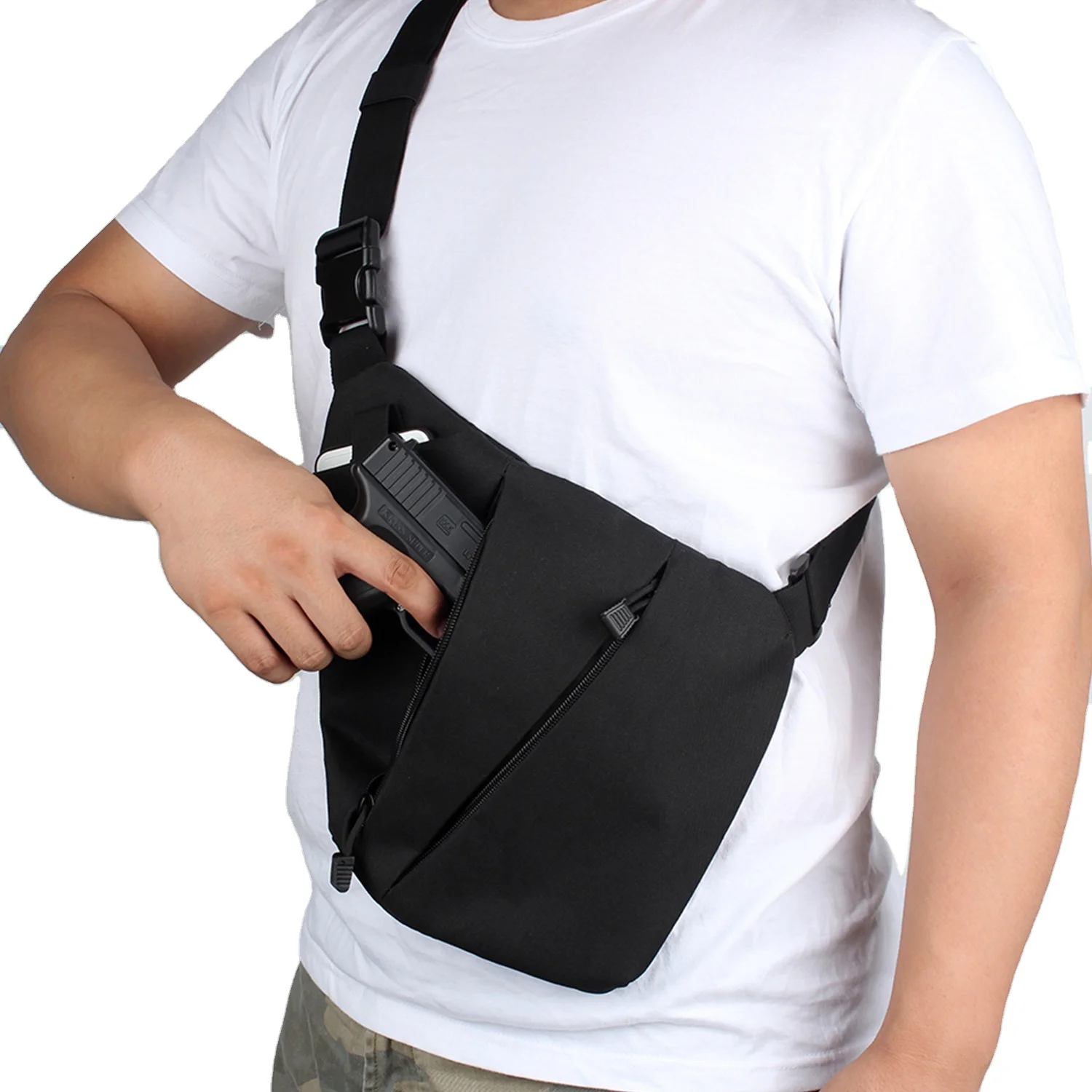 

Fyzlcion MultifunctionTactical Chest Bag Nylon Military Sling Chest Bag for Men, Black