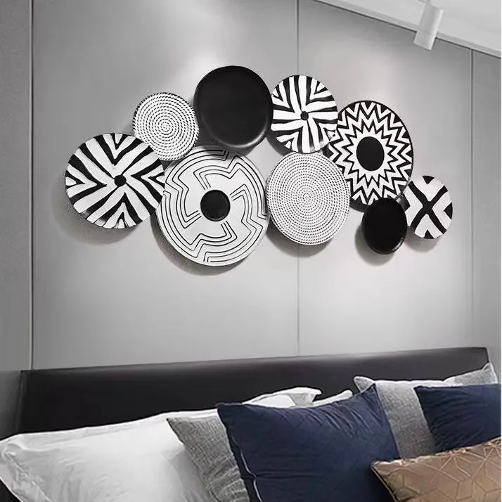 114X45cm Iron Wall Decoration Round Fashion Wall Hanging Decoration Sofa Background Wall Decoration Modern Simple and Elegant