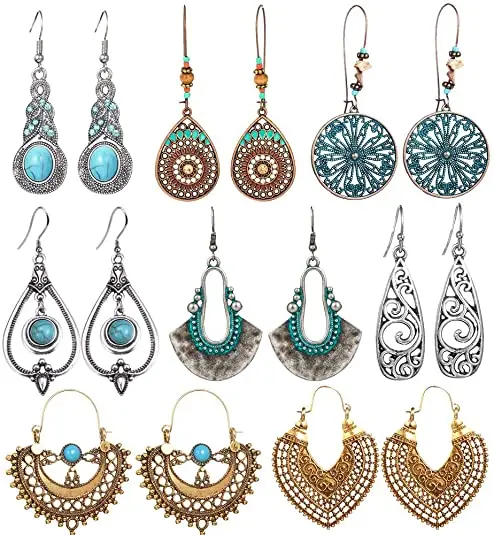 SC New Trend Vintage Summer Bohemian Earrings  Drop Dangle Earrings Long Bohemian Turquoise Earrings for Women