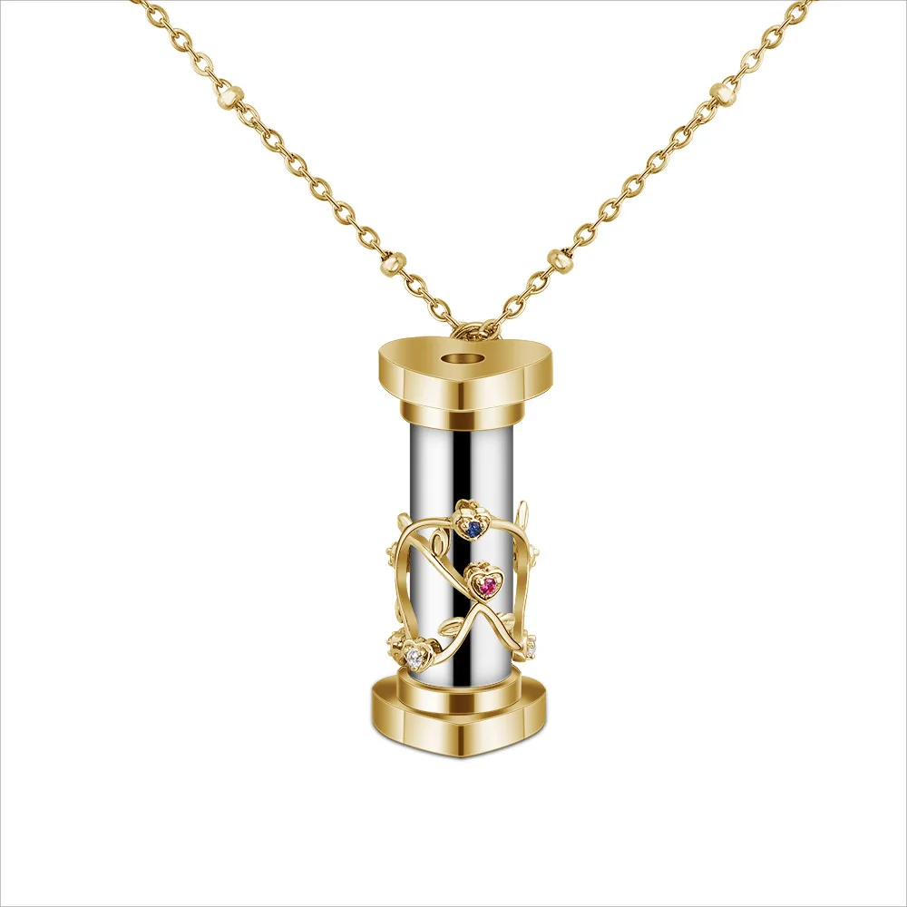 

Energinox kaleidoscope can custom lettering zircon tube shape Clavicle chain Stainless Steel couple Necklace