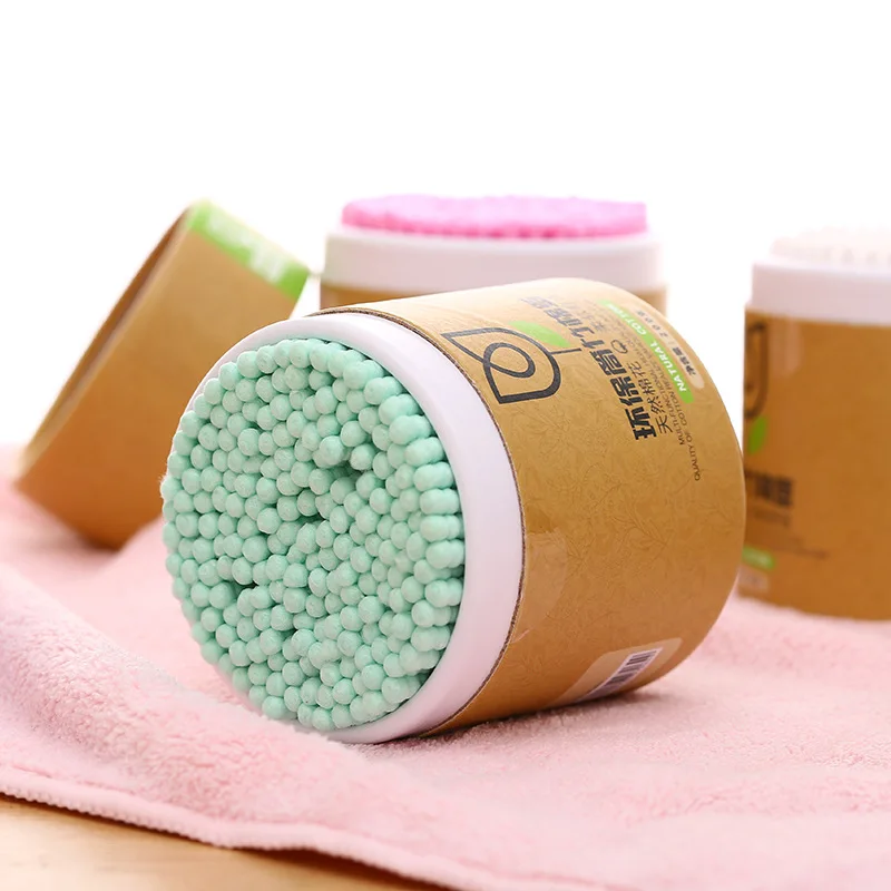 
100% Biodegradable Natural Bamboo Cotton Buds for Ear With Cylinder Package 