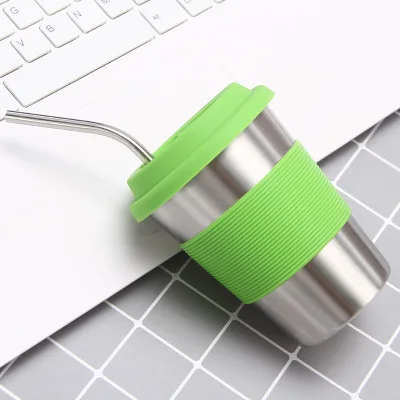 

Mikenda Plating Coffee Mug With silicone sleeve Portable Food Grad Silicone Bottle with steel straw, Mix
