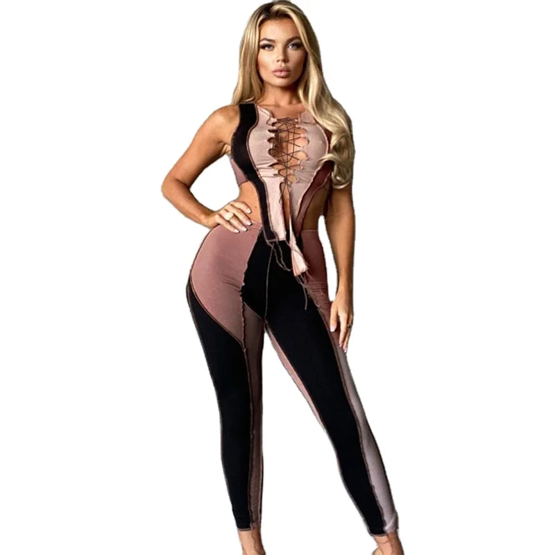 

2021 New arrivals HOT ITEMS women sexy o neck sleeveless top and Pants fashion ladies casual 2 piece set