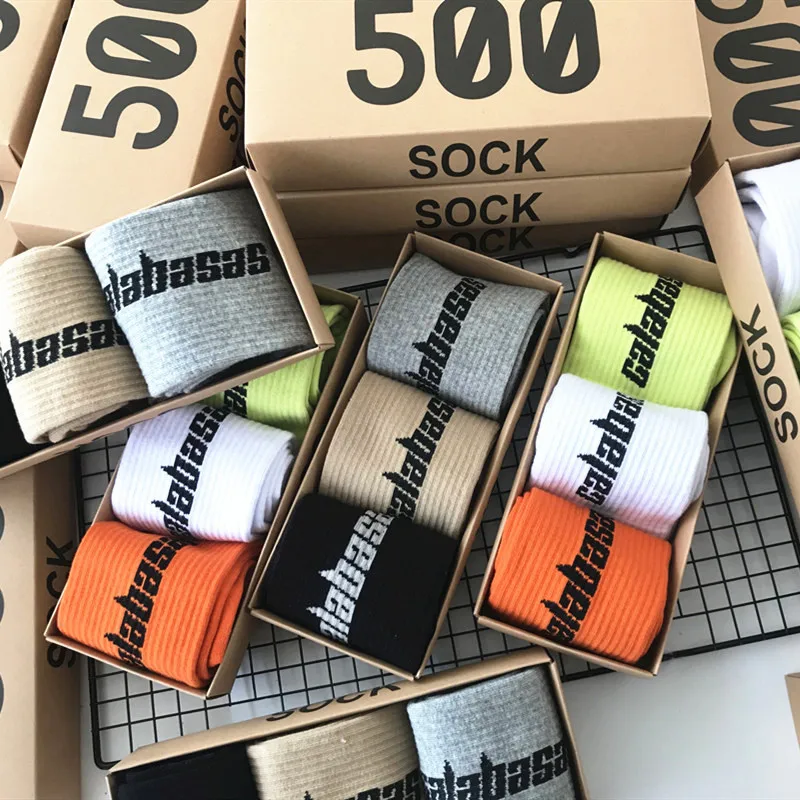 

KANGYI 3 pairs fashion socks ribbed yeezy 500 socks with fashion box, Picture