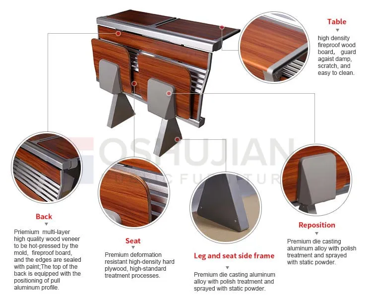 Classroom chair with armrest college student desk chair