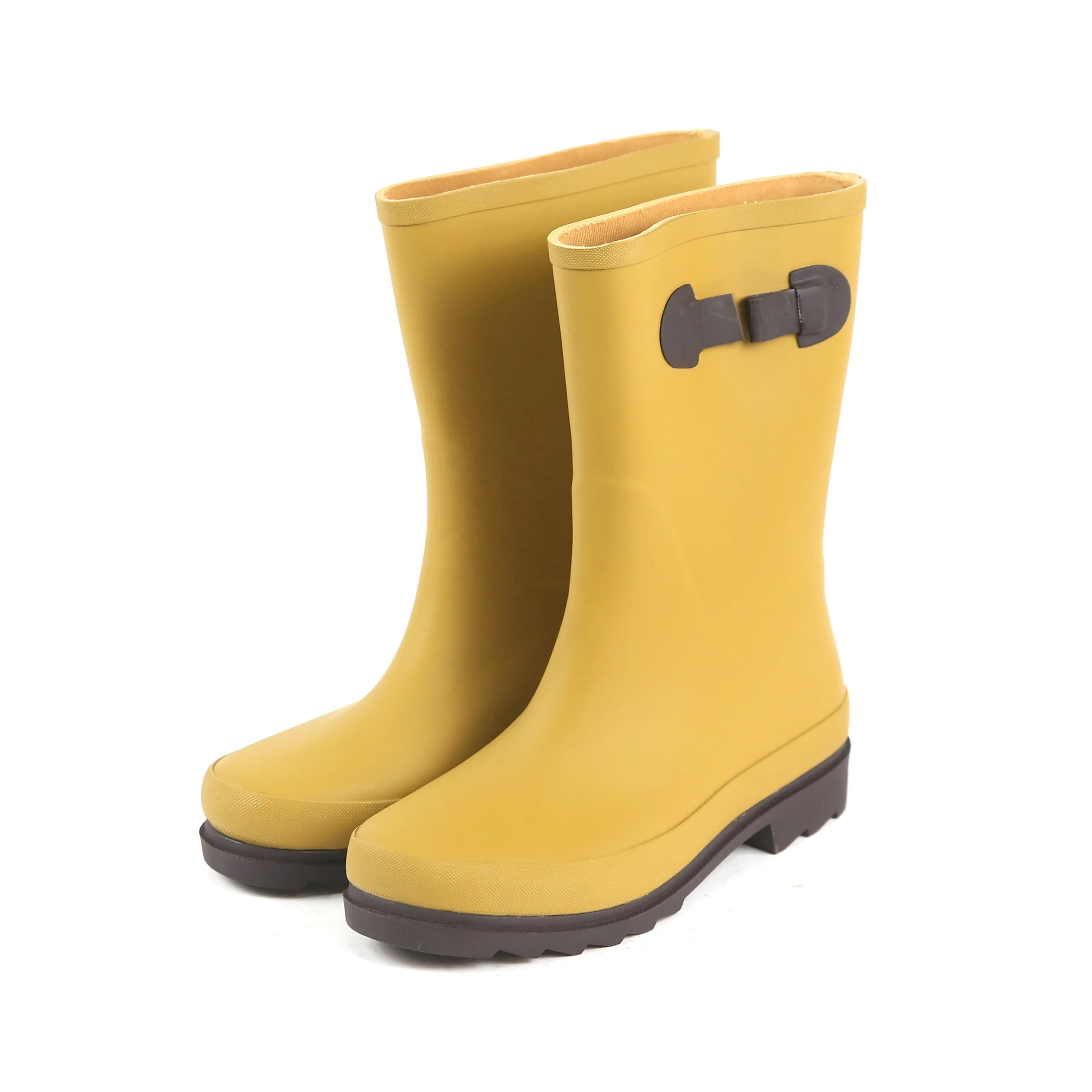 

New style fashionable yellow color dripdrop women half rain boots wholesale waterproof rubber shoes, Customized